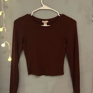 Forever 21 Maroon Long Sleeve Ribbed Top